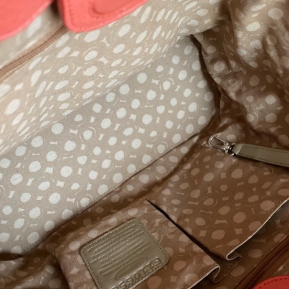 BRIGHTON “PAULINA” CORAL MELON 💯% GENUINE PEBBLED LEATHER SHOULDER TOTE BAG EUC - Picture 14 of 17